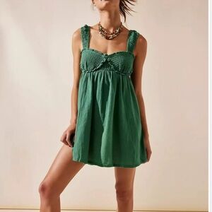 Free People Blissful Breeze Mini Dress in Teal